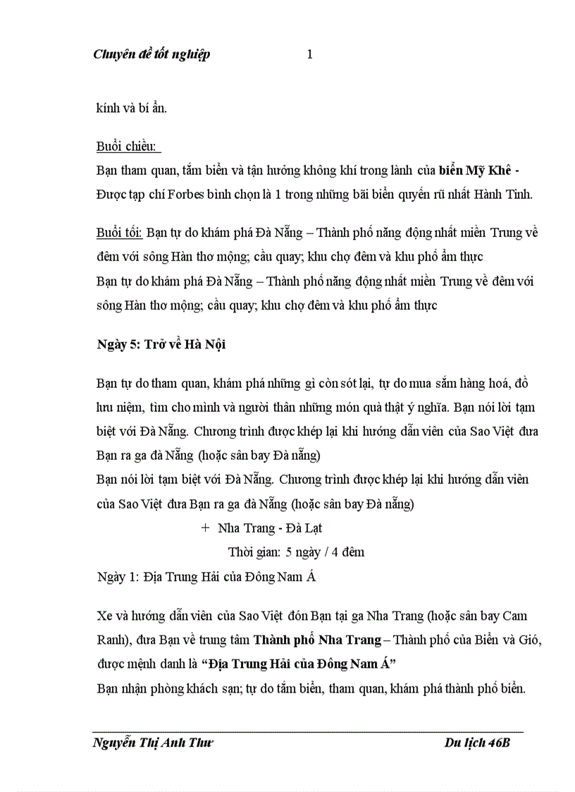 image for page Xây dựng kế hoạch kinh doanh cho chương trình du lịch đi dịp hè dành cho đối tượng khách là các giáo viên trong các trường trung học phổ thông