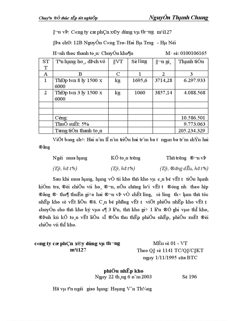 image for page Hoàn thiện công tác kế toán nguyên vật liệu và công cụ dụng cụ tại Công ty cổ phần xây dựng và thương mại127 1