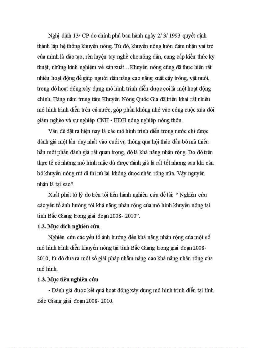 image for page Nghiên cứu các yếu tố ảnh hưởng tới khả năng nhân rộng của mô hình trình diễn khuyến nông tại tỉnh Bắc Giang giai đoạn 2008 2010