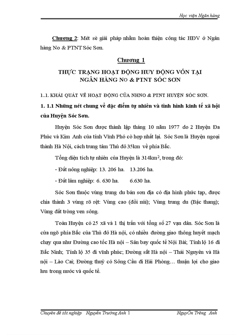 image for page Nâng cao chất lượng hoạt động huy động vốn ở Ngân hàng No PTNT Sóc Sơn Thực trạng và giải pháp 1