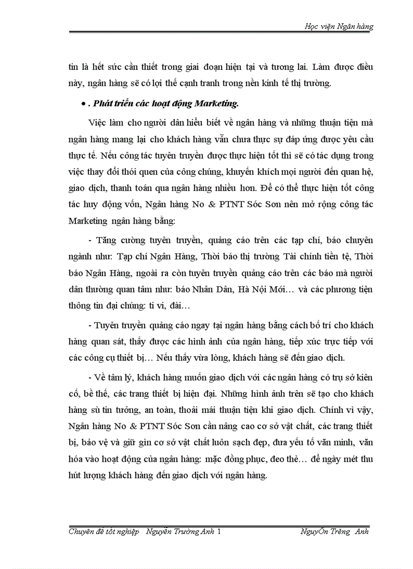 image for page Nâng cao chất lượng hoạt động huy động vốn ở Ngân hàng No PTNT Sóc Sơn Thực trạng và giải pháp 1