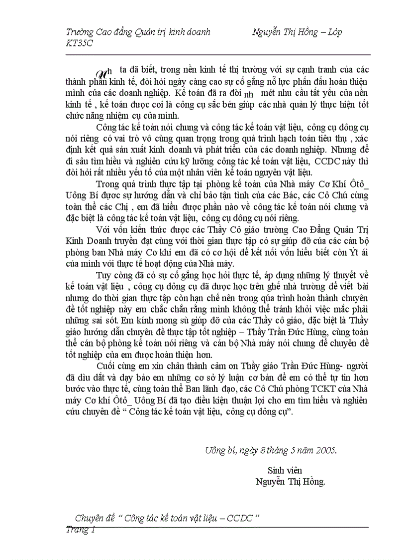 image for page Công tác kế toán vật liệu công cụ dụng cụ tại Nhà máy cơ khí ôtô 1