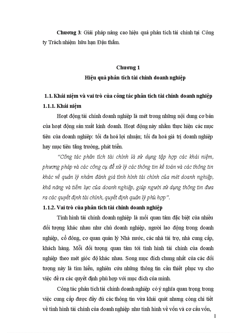 Nâng cao hiệu quả phân tích tài chính tại công ty Trách nhiệm hữu hạn Đậu thắm 1
