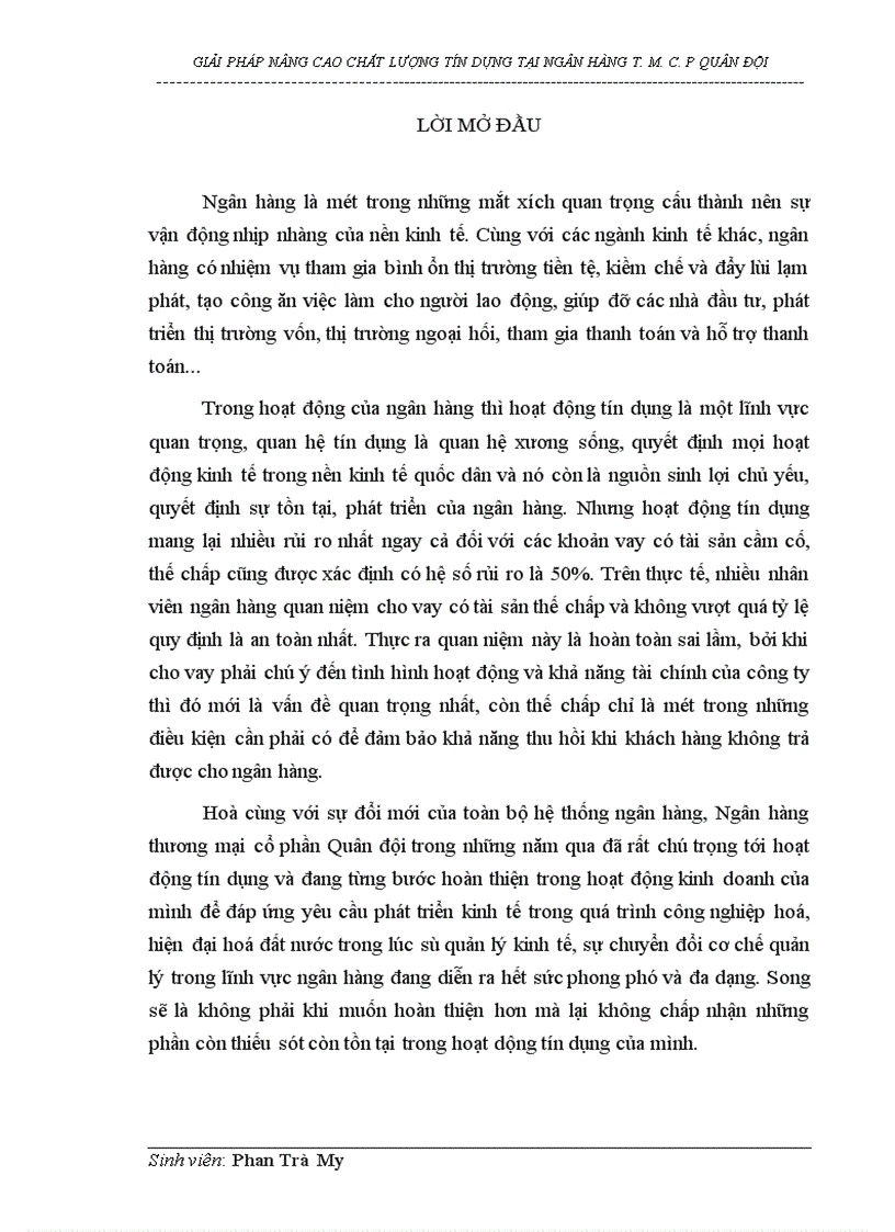 image for page Giải pháp nâng cao chất lượng tín dụng tại Ngân hàng thương mại cổ phần Quân đội 1