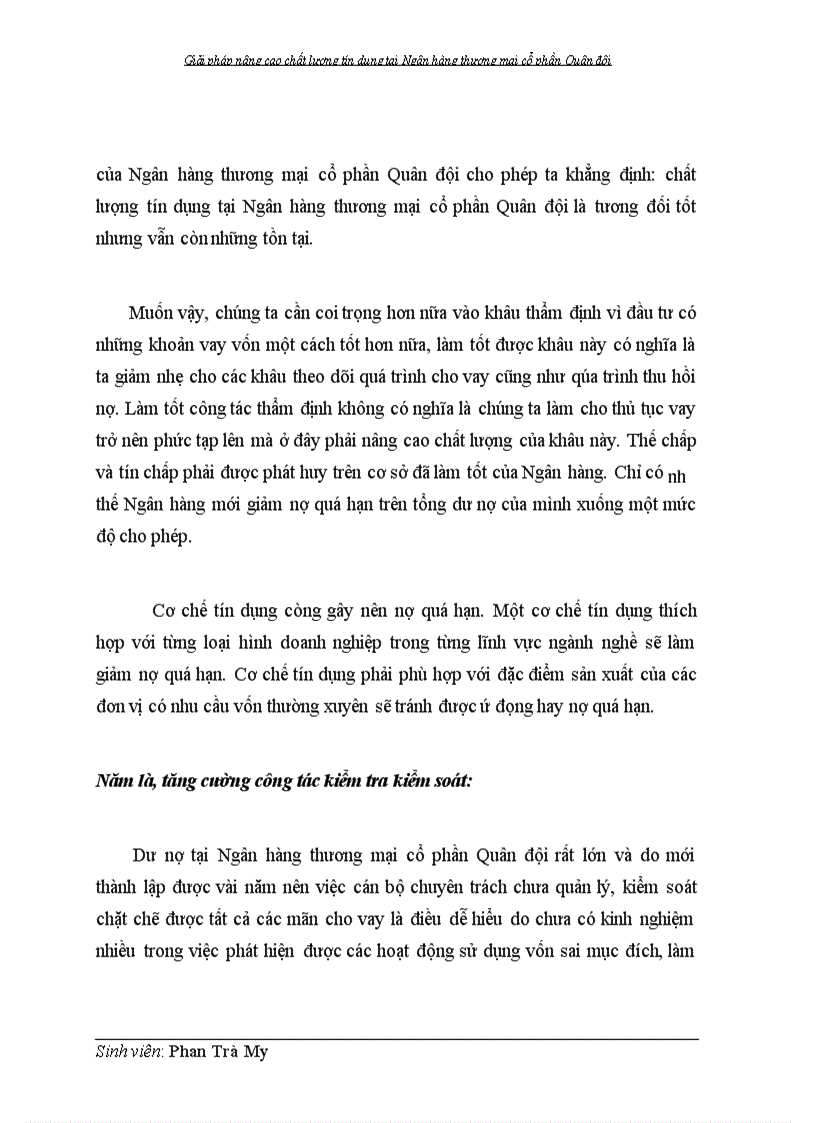 image for page Giải pháp nâng cao chất lượng tín dụng tại Ngân hàng thương mại cổ phần Quân đội 1