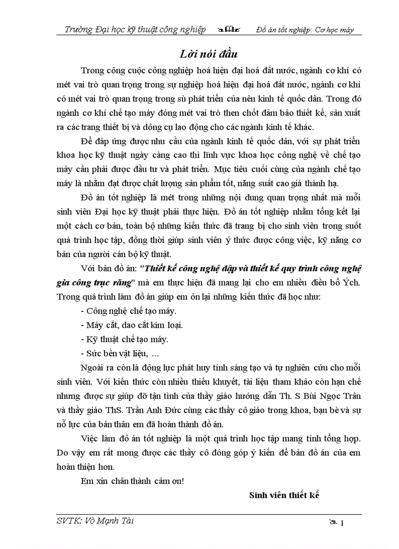 image for page Thiết kế công nghệ dập và thiết kế quy trình công nghệ gia công trục răng