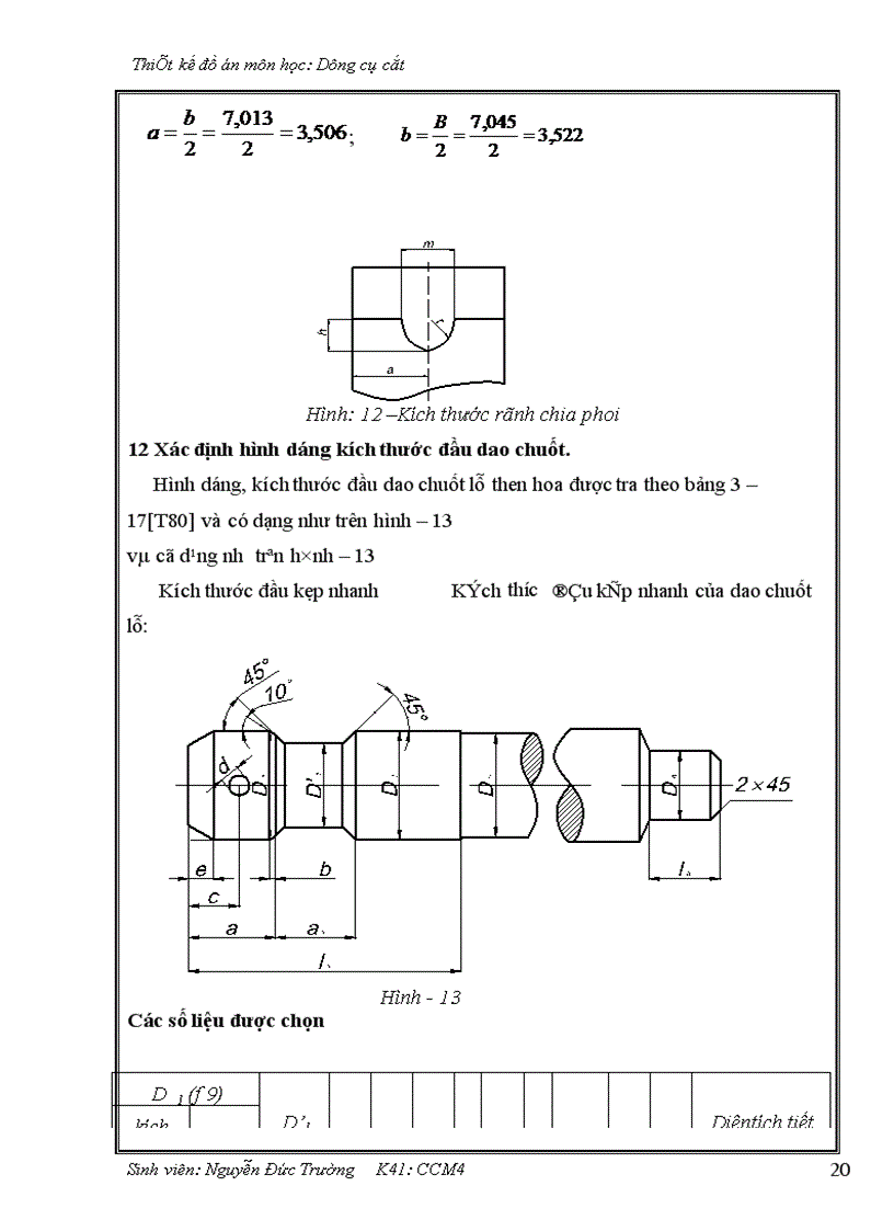 image for page Thiết kế dao chuốt lỗ then hoa với các thông số sau