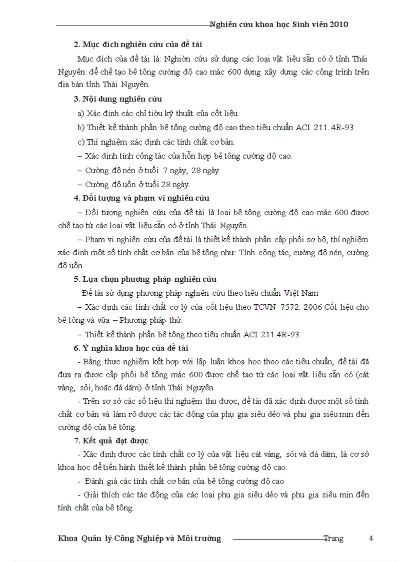 image for page Nghiên cứu sử dụng các loại vật liệu sẵn có ở tỉnh Thái Nguyên để chế tạo bê tông cường độ cao mác 600 dùng xây dựng các công trình trên địa bàn tỉnh Thái Nguyên