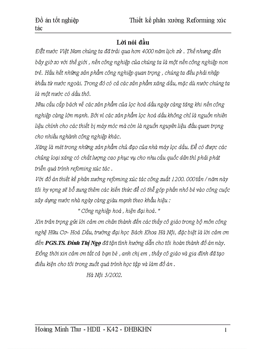 image for page Thiết kế phân xưởng Reforming xúc tác