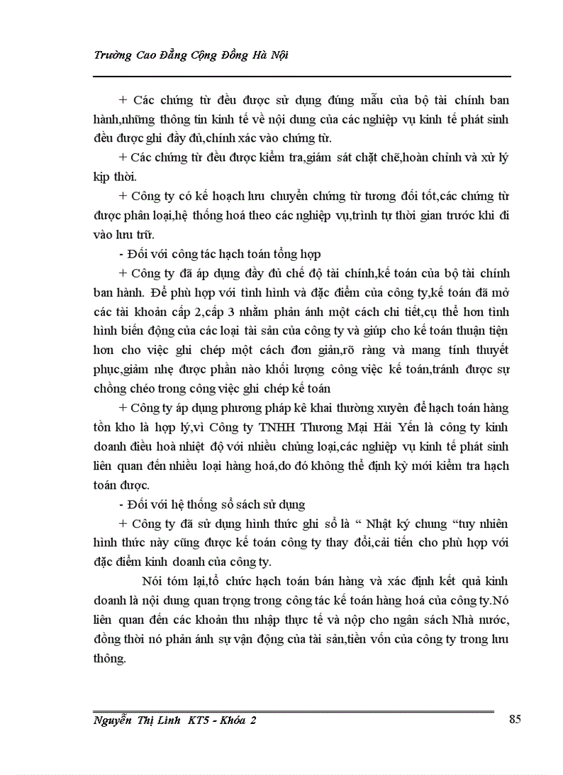 image for page Kế toán bán hàng và xác định kết quả kinh doanh ở Công ty TNHH Thương Mại Hải Yến 1