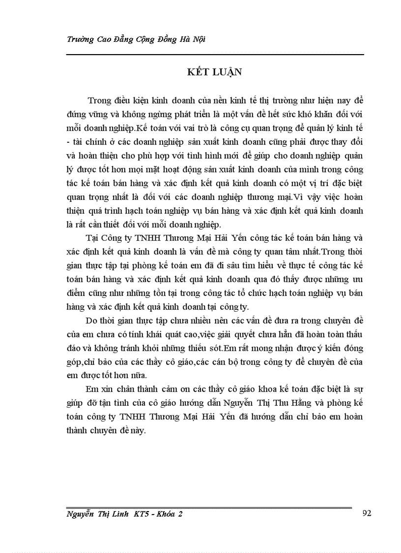 image for page Kế toán bán hàng và xác định kết quả kinh doanh ở Công ty TNHH Thương Mại Hải Yến 1