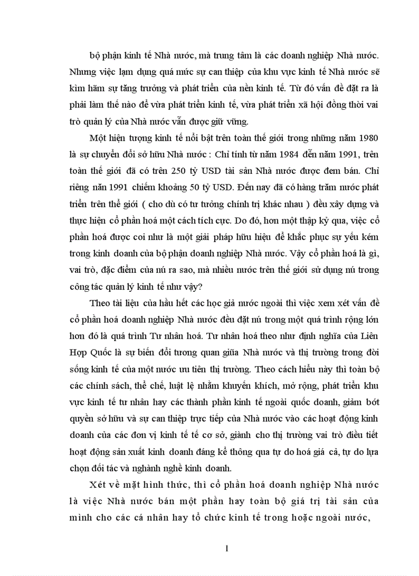 image for page Vấn đề cổ phần hoá doanh nghiệp nhà nước thực trạng và giải pháp phần thứ nhất lý luận chung về cổ phần hoá và sự cần thiết phải tiến hành cổ phần hoá ở Việt Nam I