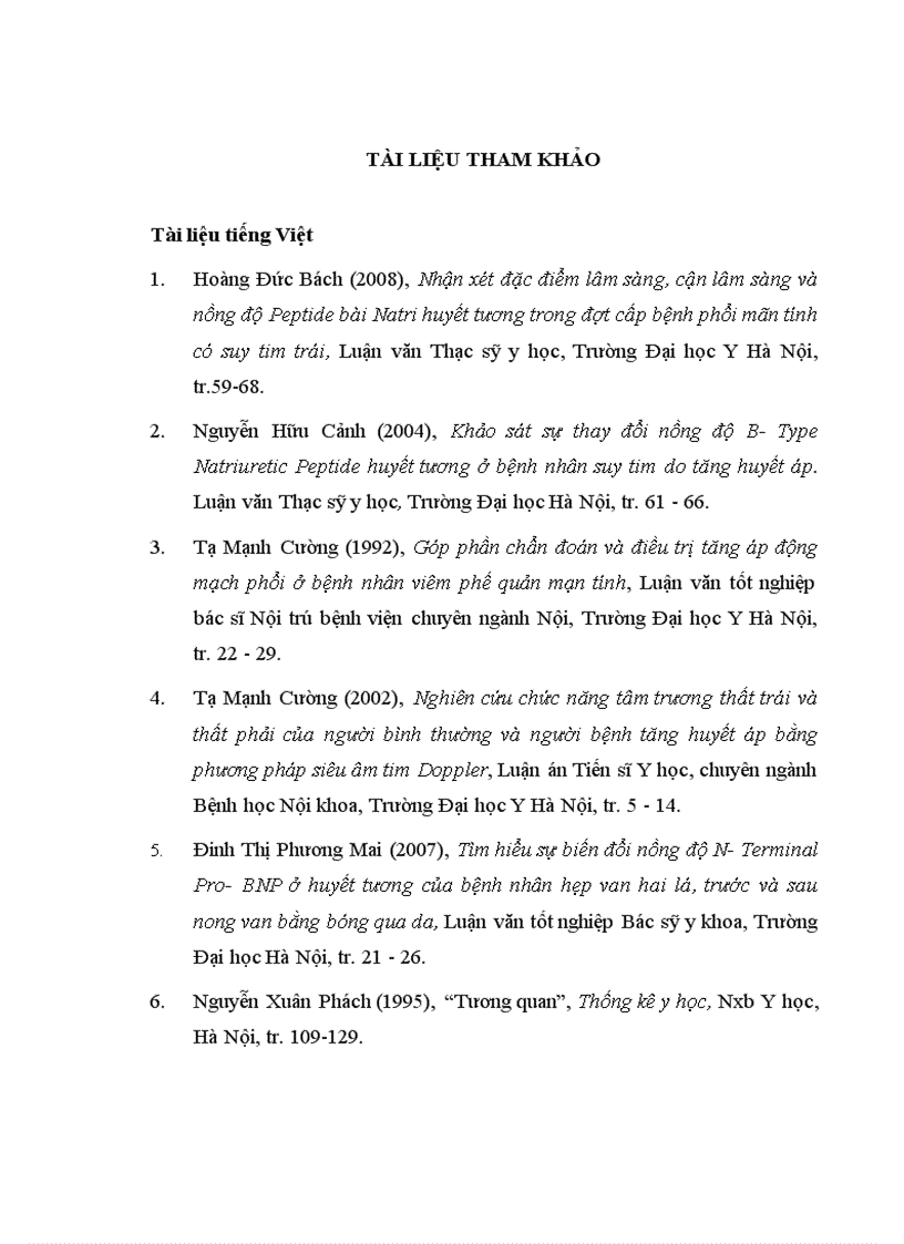 image for page Nghiên cứu nồng độ B type Natriuretic Peptide huyết tương của bệnh nhân trưởng thành suy tim mạn tính