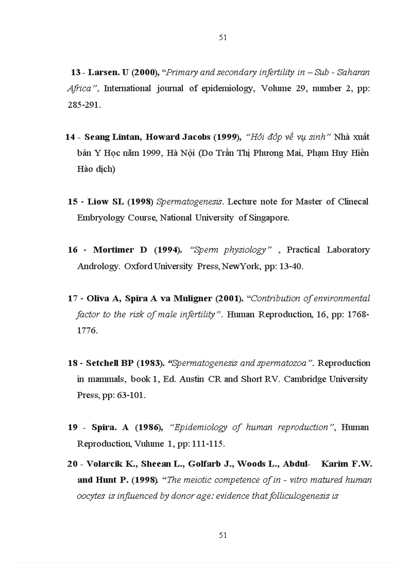 image for page Nghiên cưú tỷ lệ và một số yếu tố ảnh hưởng đến vô sinh của các cặp vợ chồng trong độ tuổi sinh đẻ tại cần thơ và đồng nai năm 2009