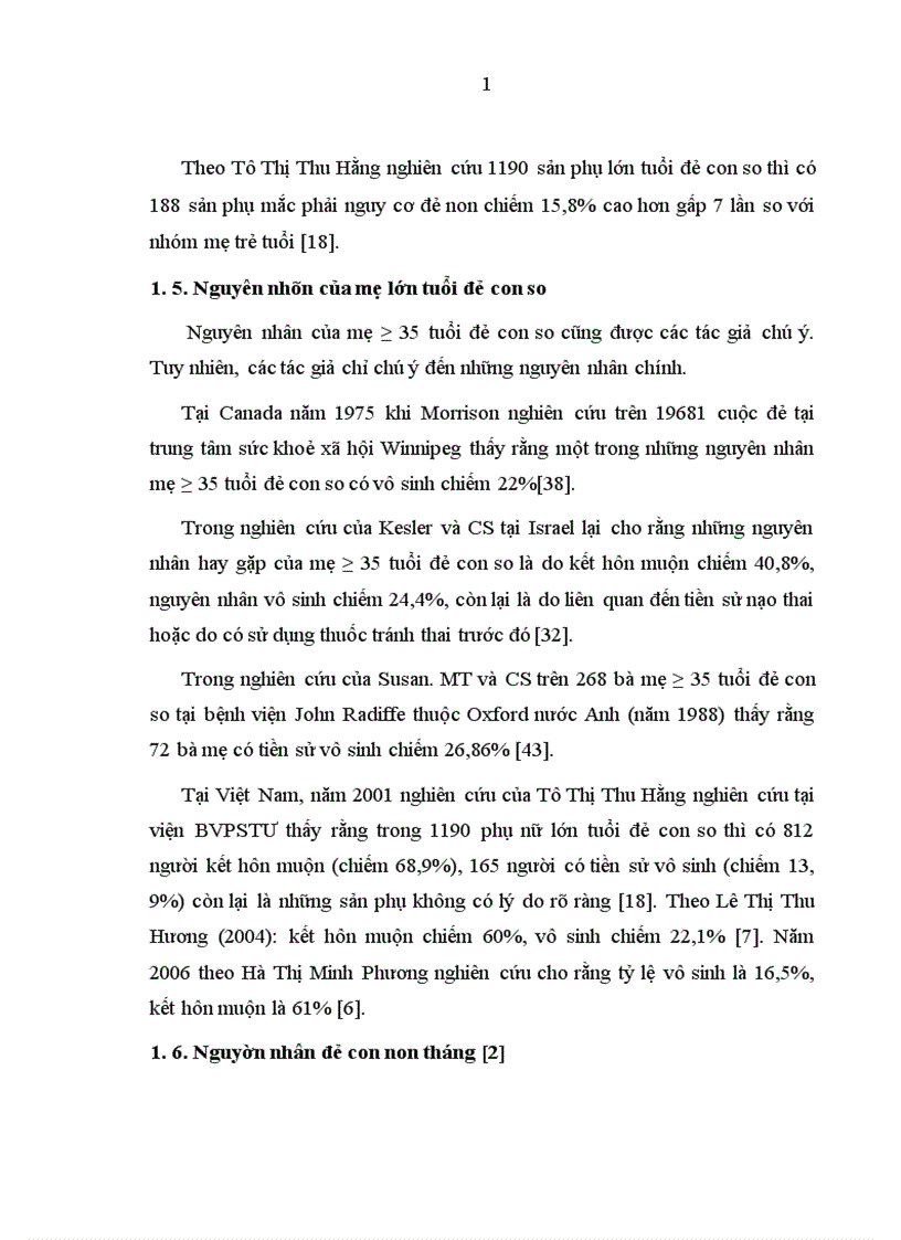 image for page Nghiên cứu một số yếu tố liên quan của mẹ lớn tuổi đẻ con so non tháng tại bệnh viện Phụ sản trung ương trong 4 năm 2007 2010