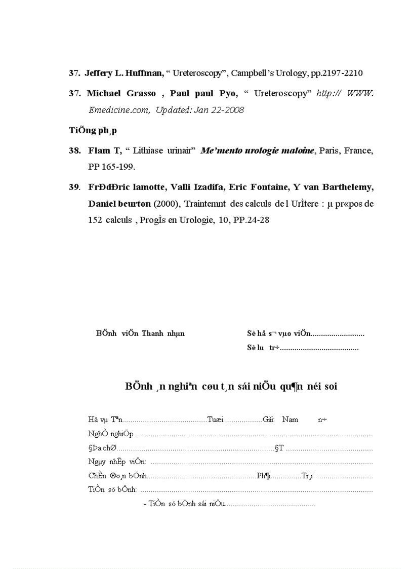 image for page Nghiên cứu điều trị sỏi niệu quản bằng phương pháp tán sỏi nội soi ngược dòng trên máy Lithoclast tại bệnh viện Thanh Nhàn