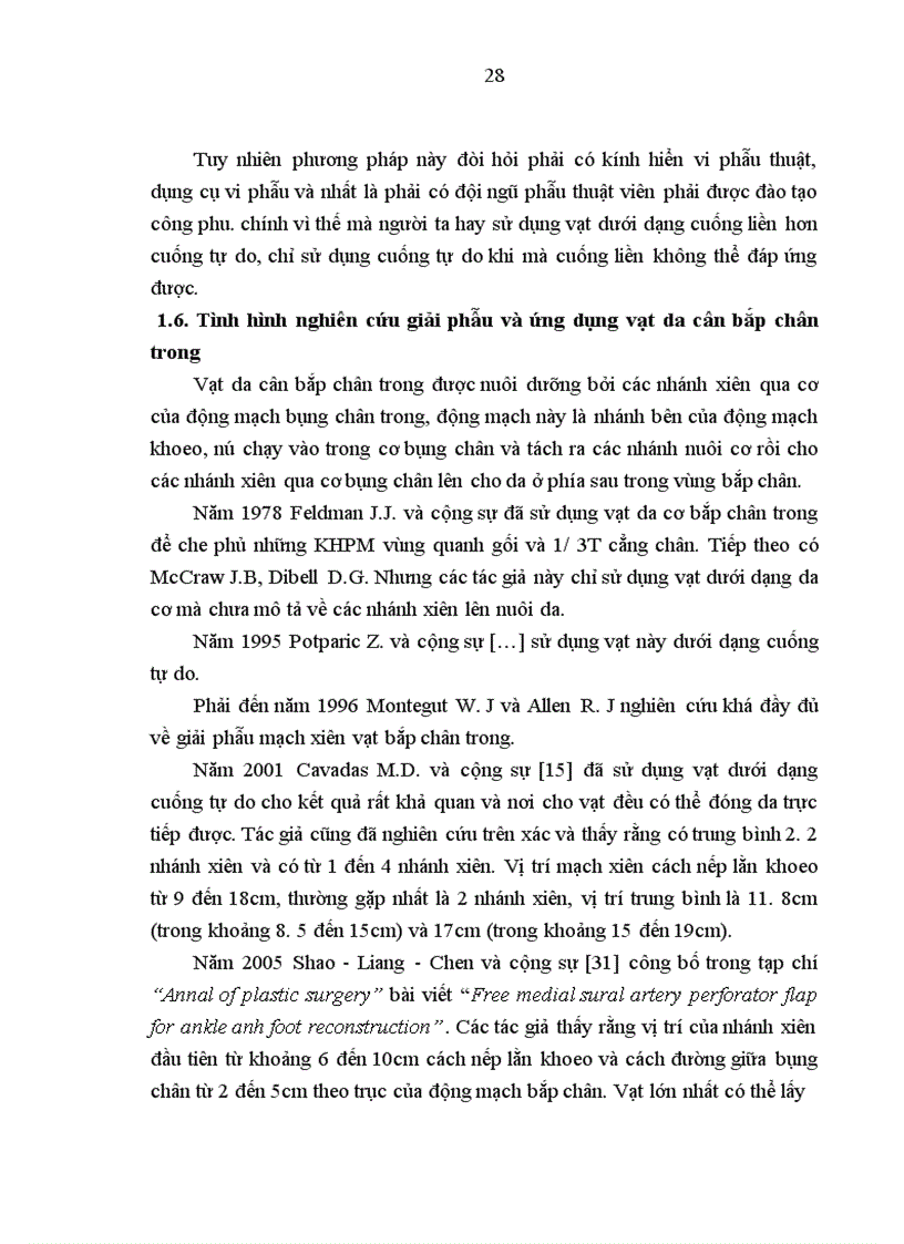 image for page Nghiên cứu vạt nhánh xuyên động mạch bắp chân trong và bước đầu ứng dụng trong phẫu thuật tạo hình