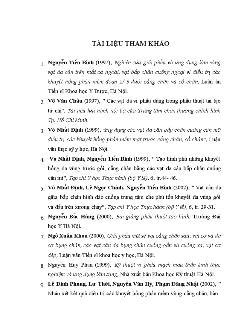 image for page Nghiên cứu vạt nhánh xuyên động mạch bắp chân trong và bước đầu ứng dụng trong phẫu thuật tạo hình