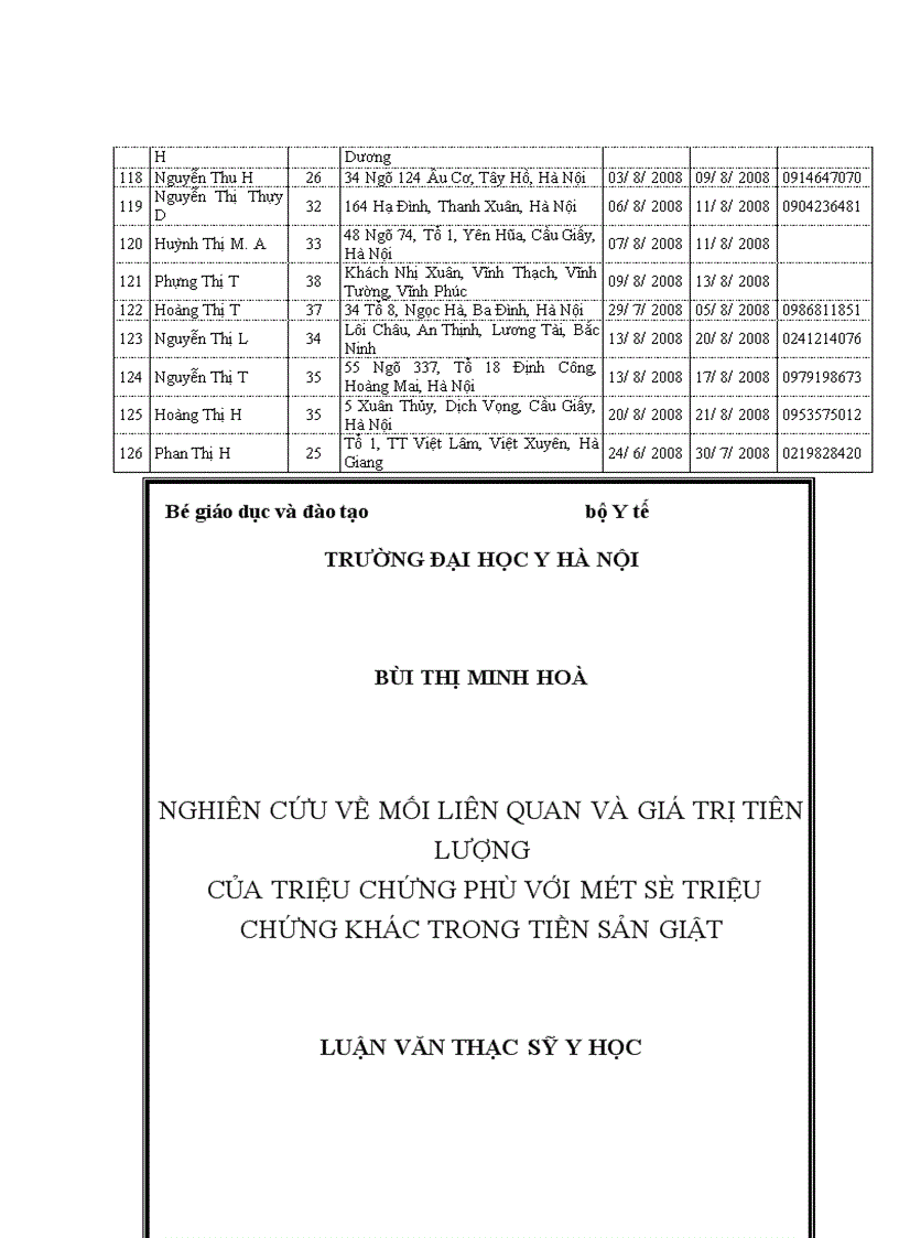 image for page Nghiên cứu về mối liên quan và giá trị tiên lượng của triệu chứng phù với các triệu chứng khác trong tiền sản giật