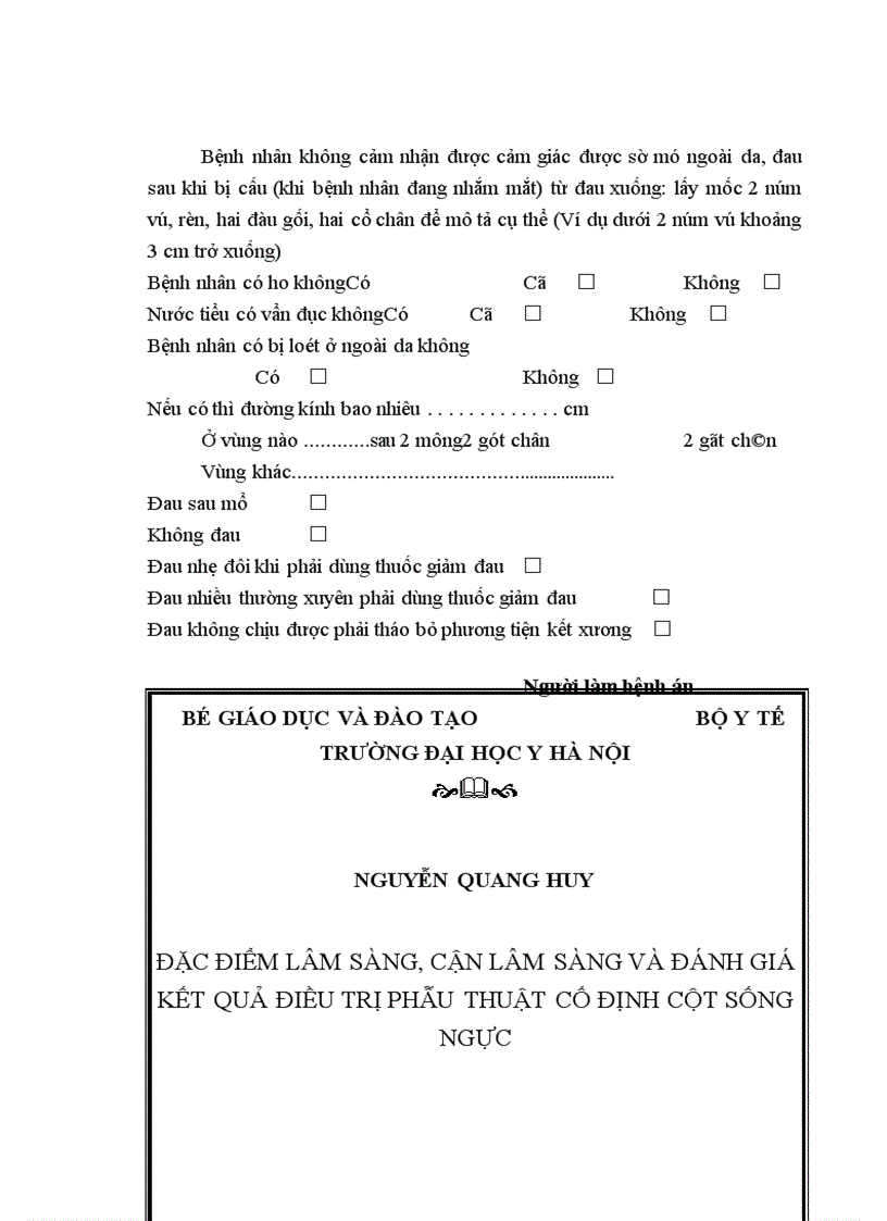 image for page Đặc điểm lâm sàng cận lâm sàng và Đánh giá kết quả điều trị phẫu thuật cố định cột sống ngực bằng phương pháp bắt vít qua cuống và giải ép lối sau tại bệnh viện việt đức