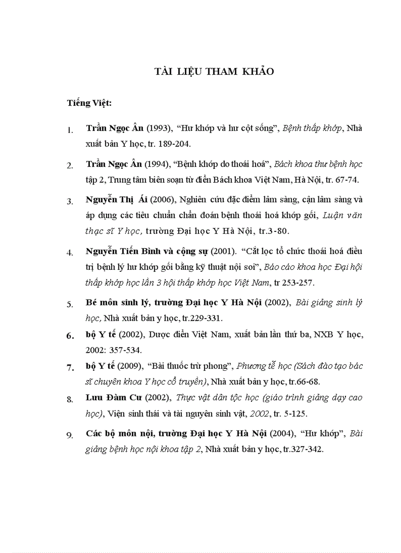 image for page Đánh giá tình hình bệnh khớp tại Khoa cơ xương khớp Bệnh viện Bạch Mai trong 10 năm 1991 2000