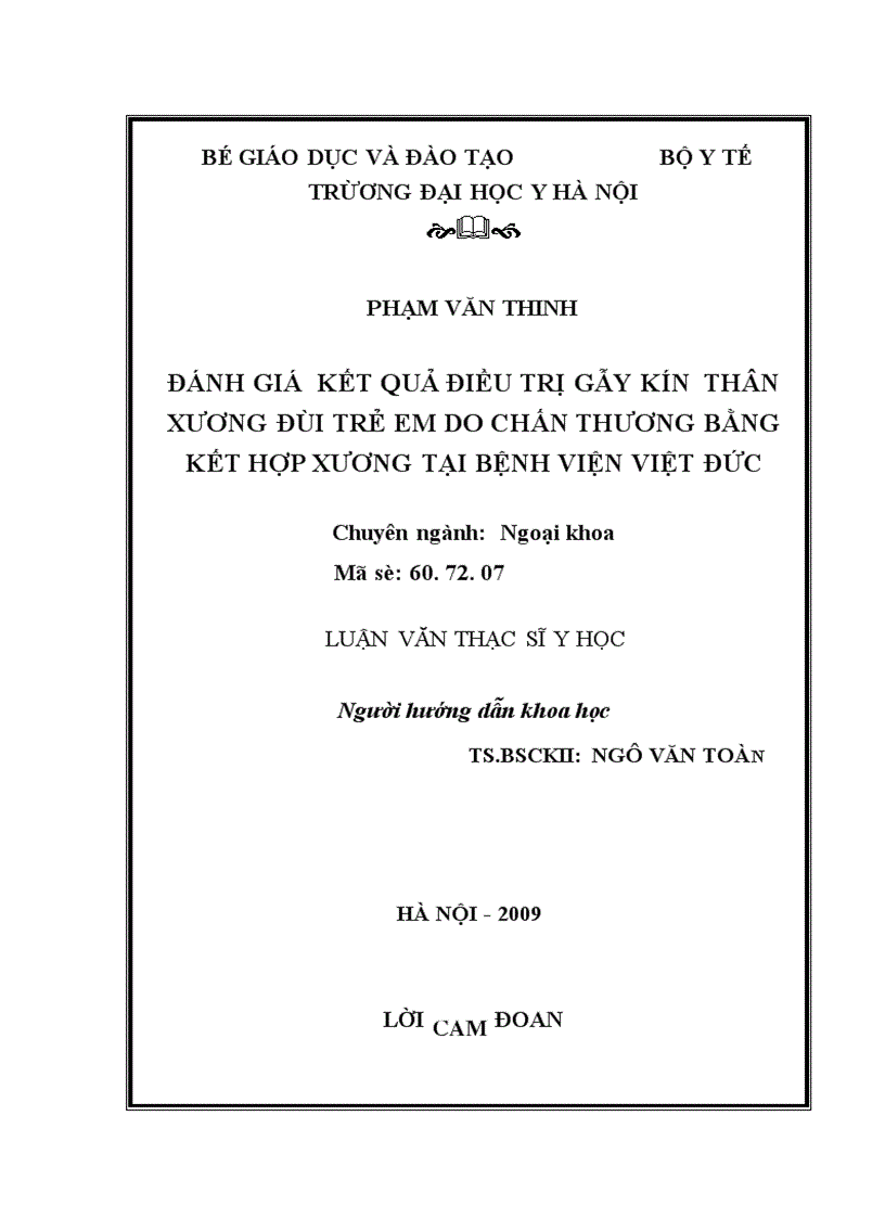 image for page Đánh giá kết qủa điều trị gẫy kín thân xương đùi trẻ em do chấn thương bằng kết hợp xương tại Bệnh viện Việt Đức 1