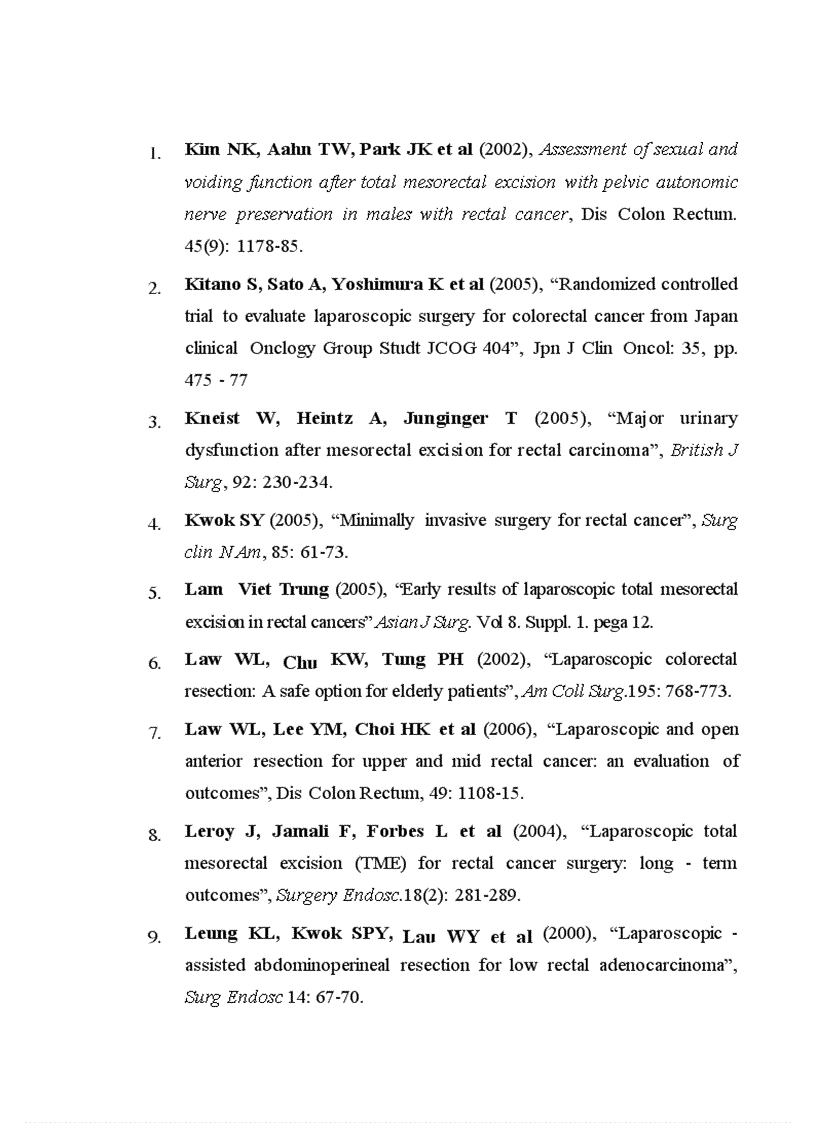 image for page Đánh giá kết quả của phẫu thuật nội soi trong điều trị ung thư trực tràng tại bệnh viện Việt Đức từ 2003 2008 1