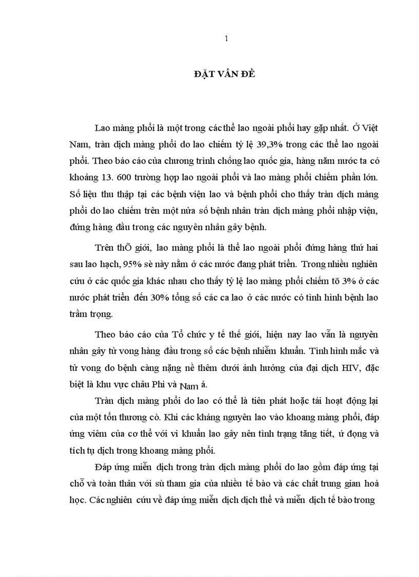 image for page Đặc điểm lâm sàng đáp ứng miễn dịch ở bệnh nhân tràn dịch màng phổi do lao