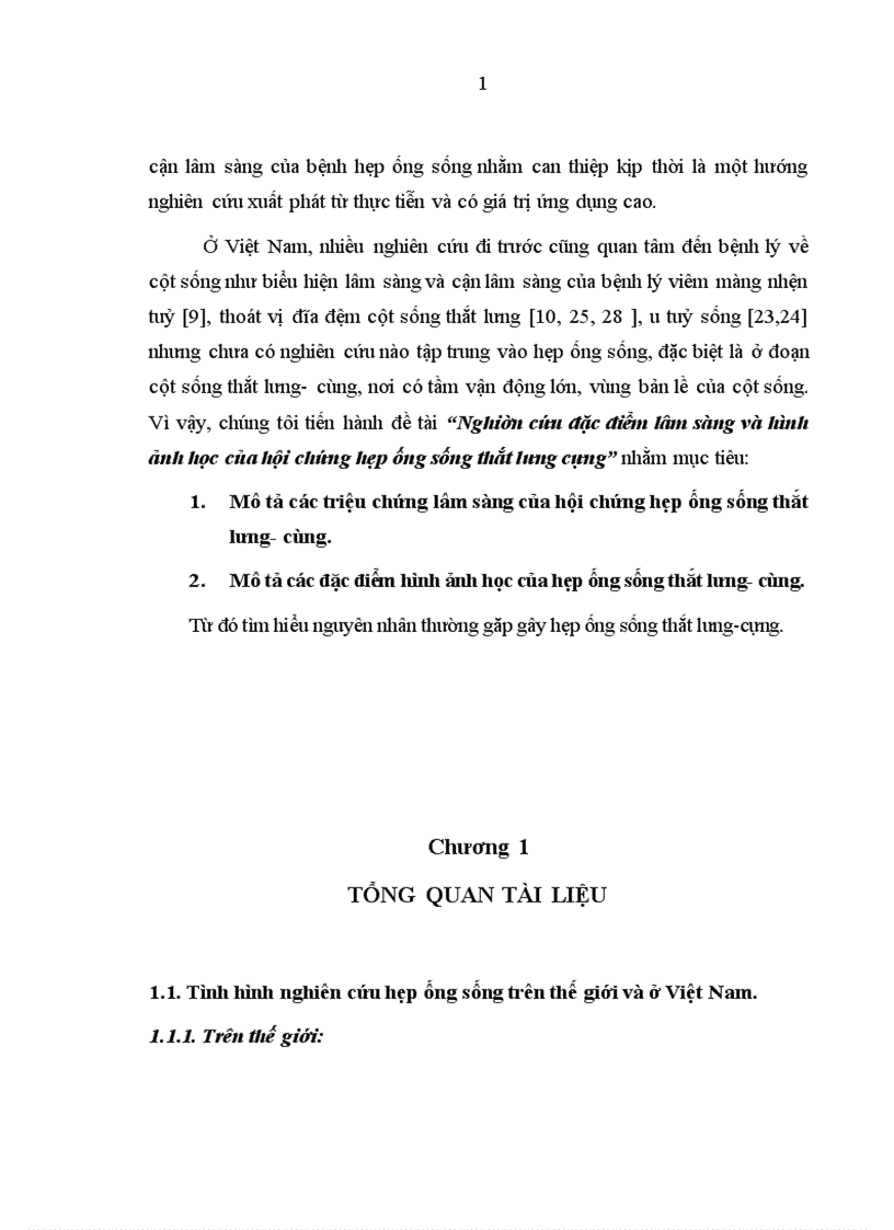 Nghiên cứu đặc điểm lâm sàng và hình ảnh học của hội chứng hẹp ống sống thắt lưng cùng