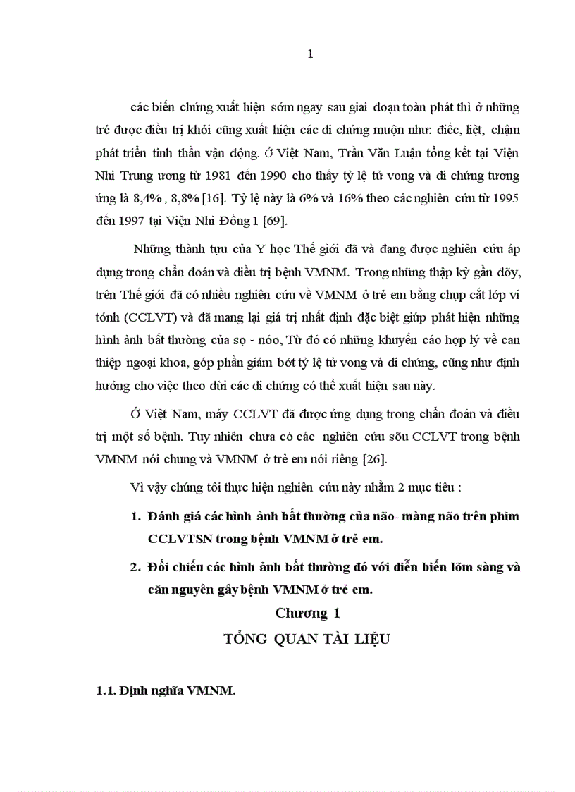 image for page Đánh giá các hình ảnh bất thường của não màng não trên phim CCLVTSN trong bệnh VMNM ở trẻ em