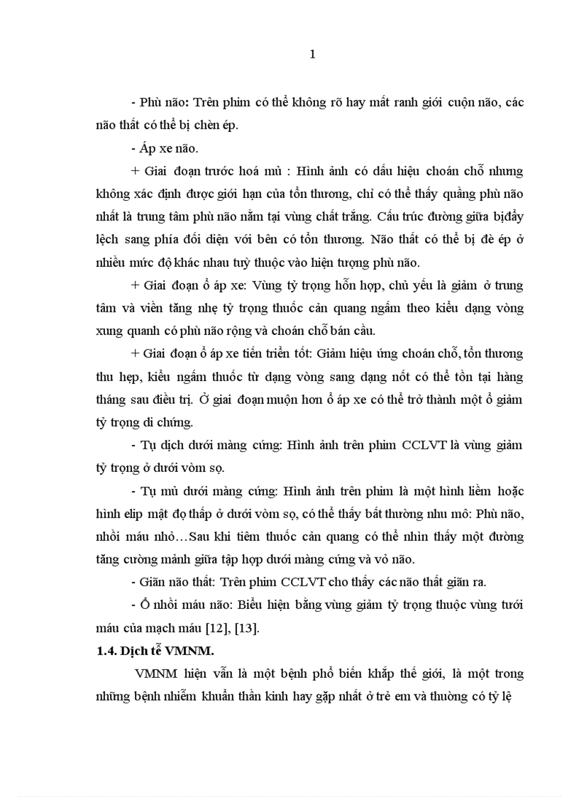 image for page Đánh giá các hình ảnh bất thường của não màng não trên phim CCLVTSN trong bệnh VMNM ở trẻ em