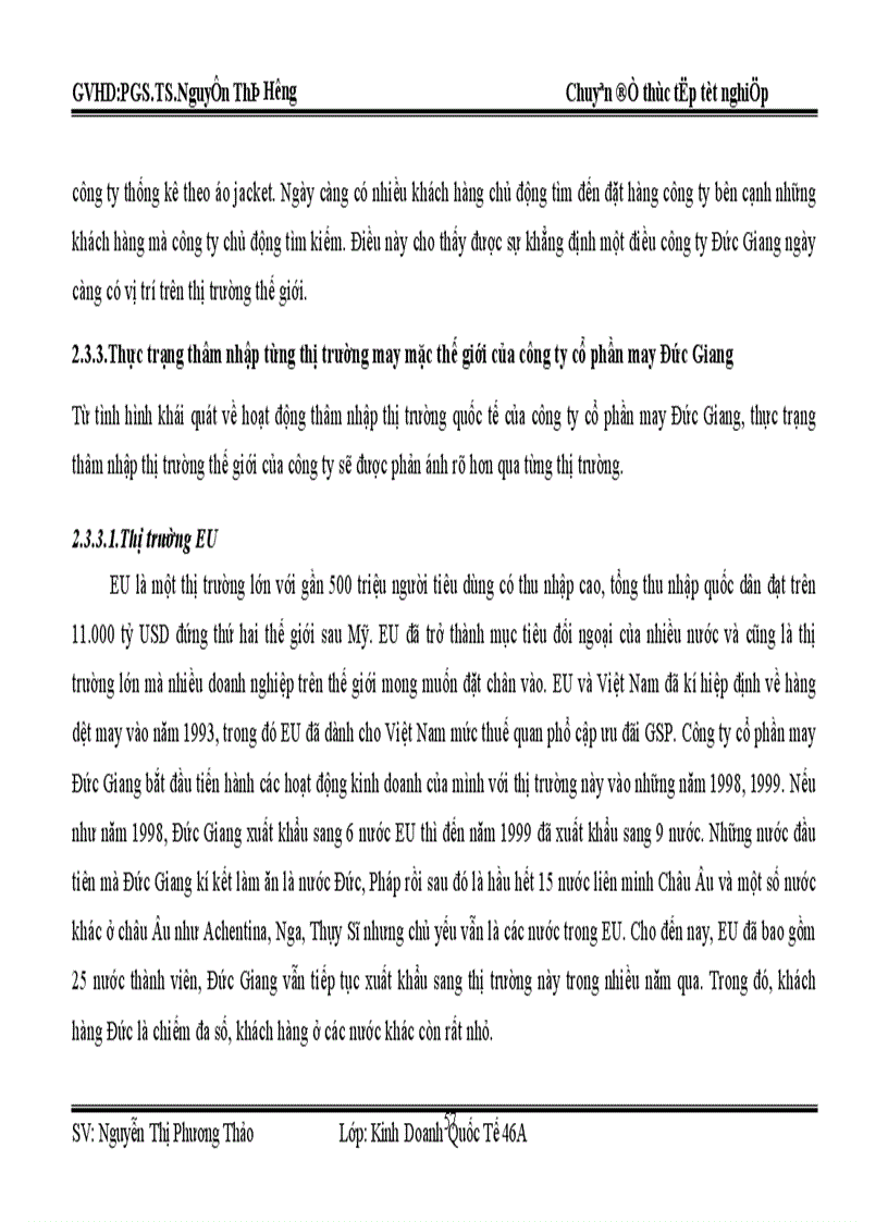 image for page Thâm nhập thị trường may mặc thế giới của công ty cổ phần may Đức Giang