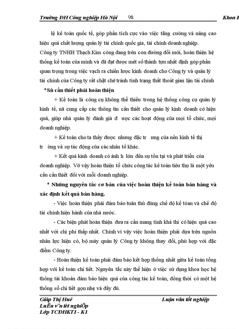 image for page Hoàn thiện công tác kế toán quá trình bán hàng và xác định kết quả bán hàng tại Công ty TNHH Thương mại và Dịch Vụ Thạch Kim 1