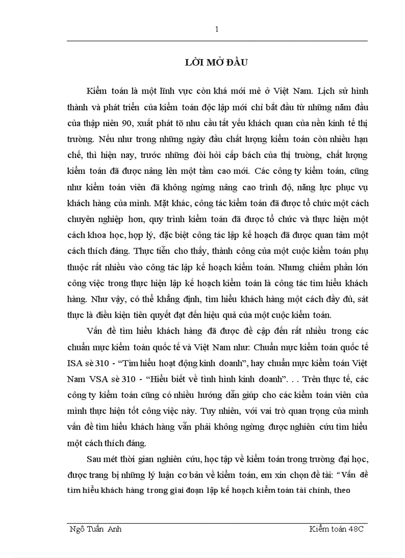 image for page Vấn đề tìm hiểu khách hàng trong giai đoạn lập kế hoạch kiểm toán tài chính theo chuẩn mực kiểm toán Việt Nam 1