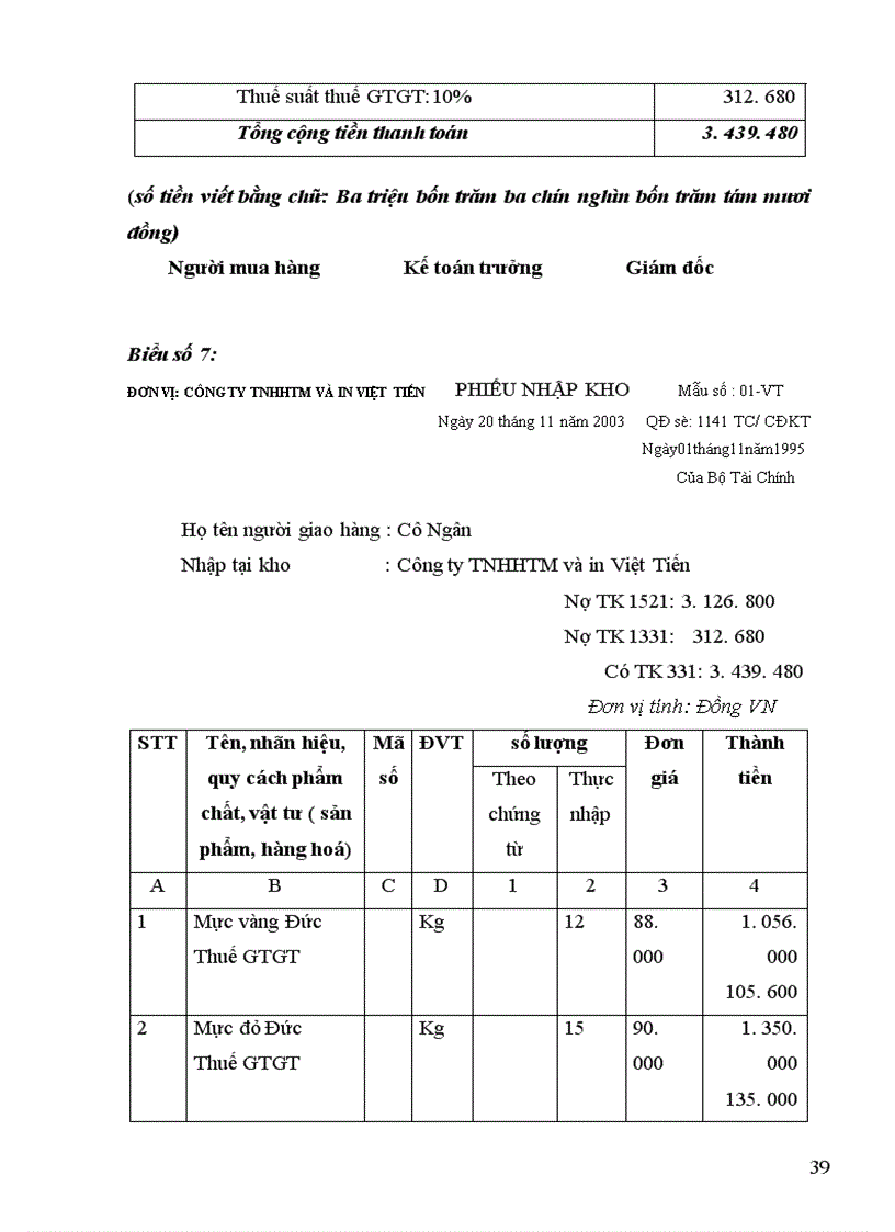 image for page Kế toán nguyên vật liệu công cụ dụng cụ ở Công ty TNHHTM và in Việt Tiến 1