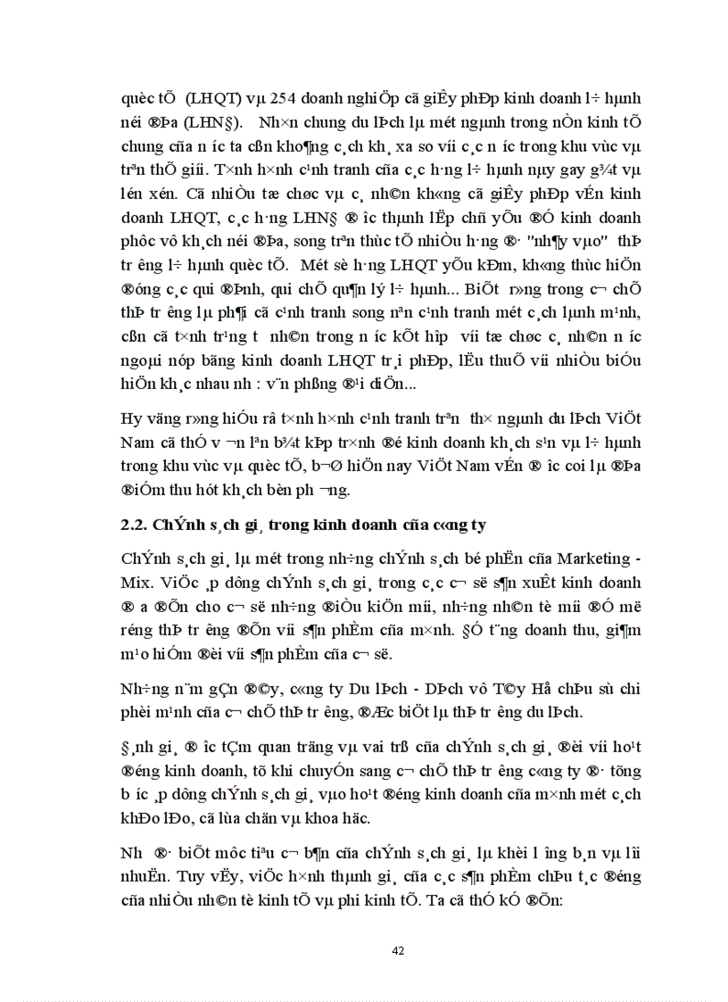 image for page Giá chính sách giá trong kinh doanh lữ hành của công ty Du lịch dịch vụ Tây Hồ thực trạng và giải pháp thu hút khách