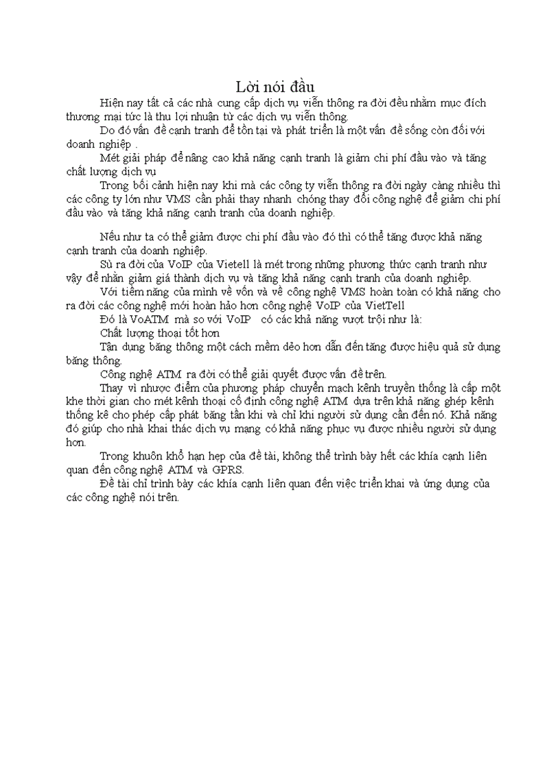 image for page Nghiên cứu triển khai công nghệ ATM và GPRS trên mạng MOBIFONE 1