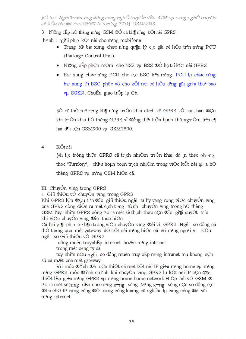 image for page Nghiên cứu triển khai công nghệ ATM và GPRS trên mạng MOBIFONE 1