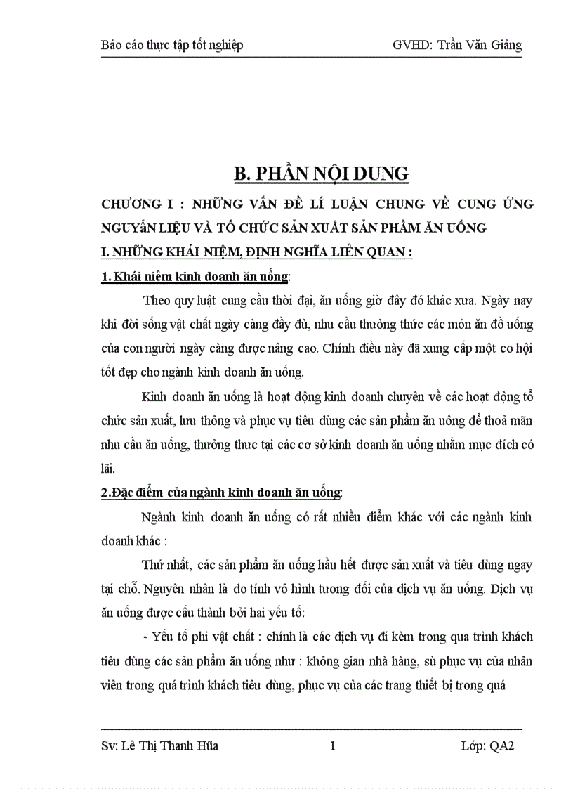 image for page Vấn đề cung ứng nguyên liệu và tổ chức sản xuất sản phẩm ăn uống