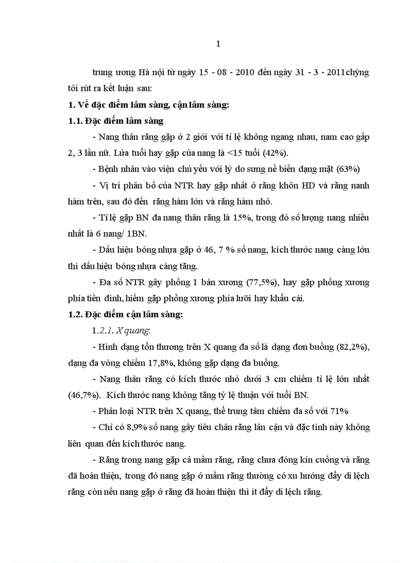 image for page Nhận xét lâm sàng hình ảnh X quang giải phẫu bệnh và đánh giá kết quả phẫu thuật nang thân răng