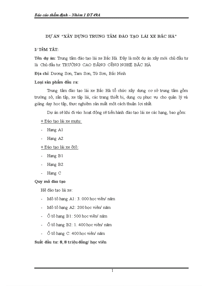 image for page Dự án xây dựng trung tâm đào tạo lái xe Bắc Hà