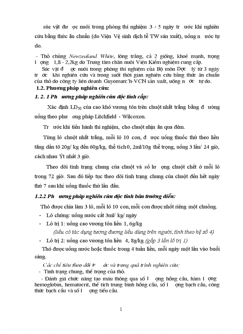 image for page Kết quả thử độc tính cấp và bán trường diễn của cao khô vương tôn