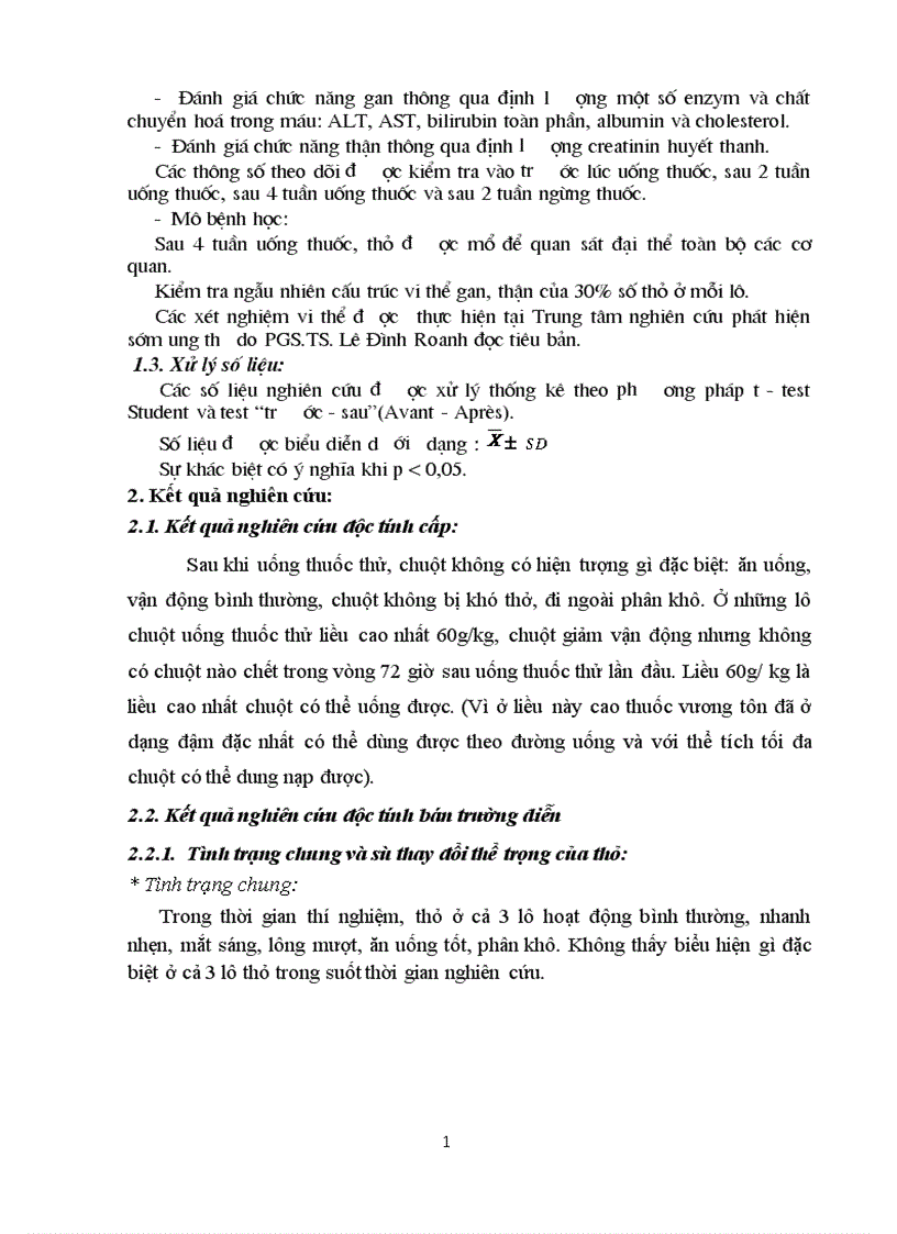 image for page Kết quả thử độc tính cấp và bán trường diễn của cao khô vương tôn