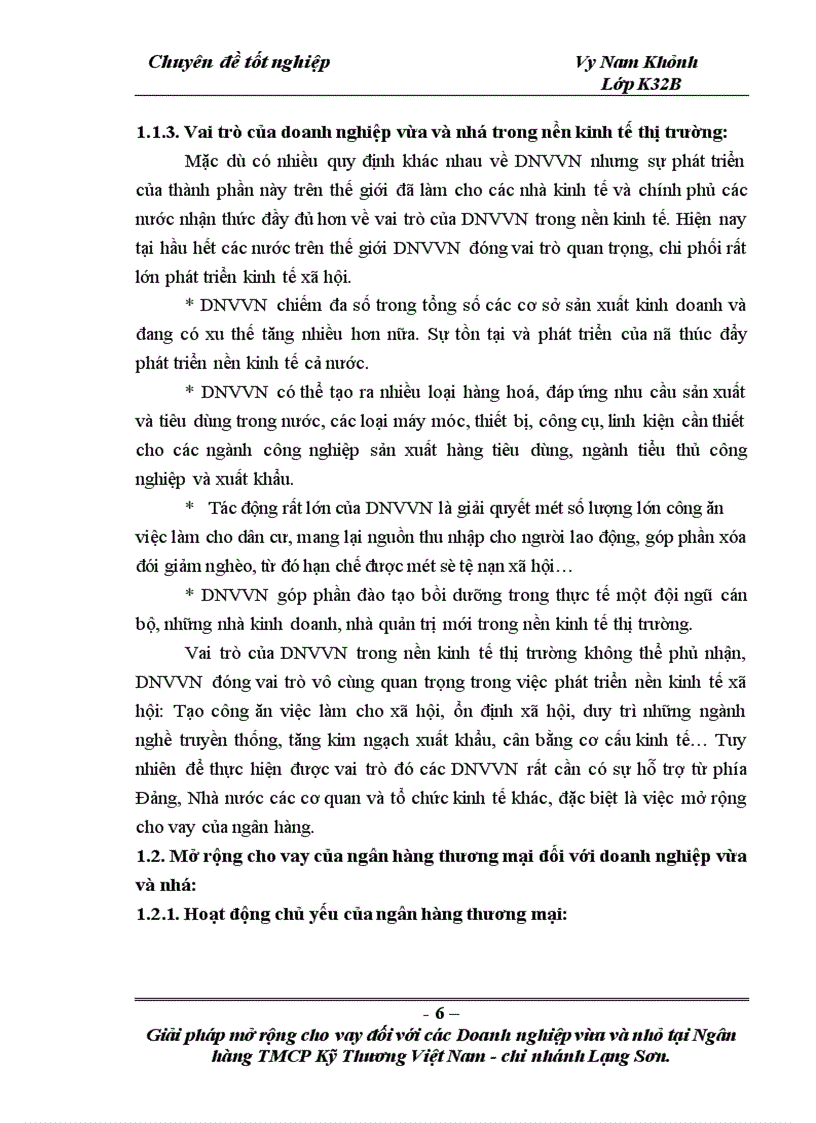 image for page Giải pháp mở rộng cho vay đối với các doanh nghiệp vừa và nhỏ tại Ngân hàng TMCP Kỹ thương Việt Nam Chi nhánh Lạng Sơn 1