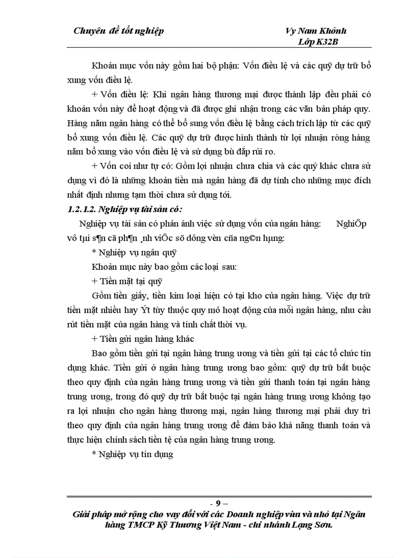 image for page Giải pháp mở rộng cho vay đối với các doanh nghiệp vừa và nhỏ tại Ngân hàng TMCP Kỹ thương Việt Nam Chi nhánh Lạng Sơn 1