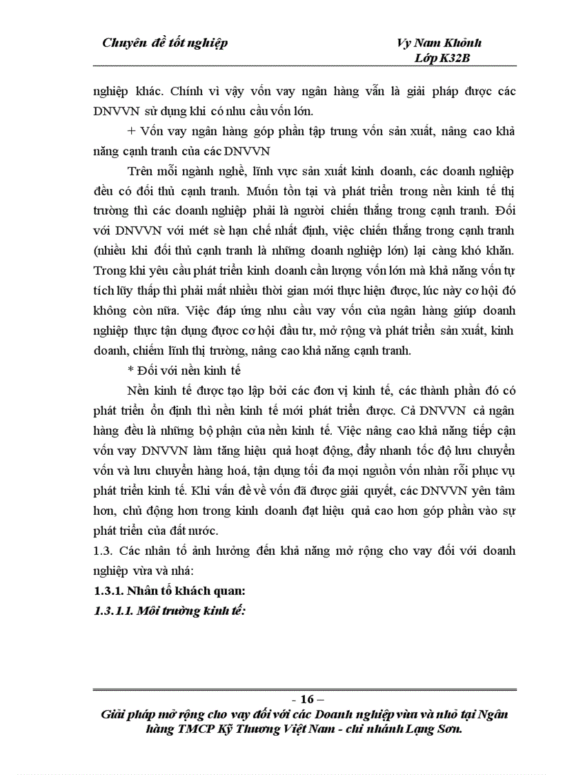 image for page Giải pháp mở rộng cho vay đối với các doanh nghiệp vừa và nhỏ tại Ngân hàng TMCP Kỹ thương Việt Nam Chi nhánh Lạng Sơn 1