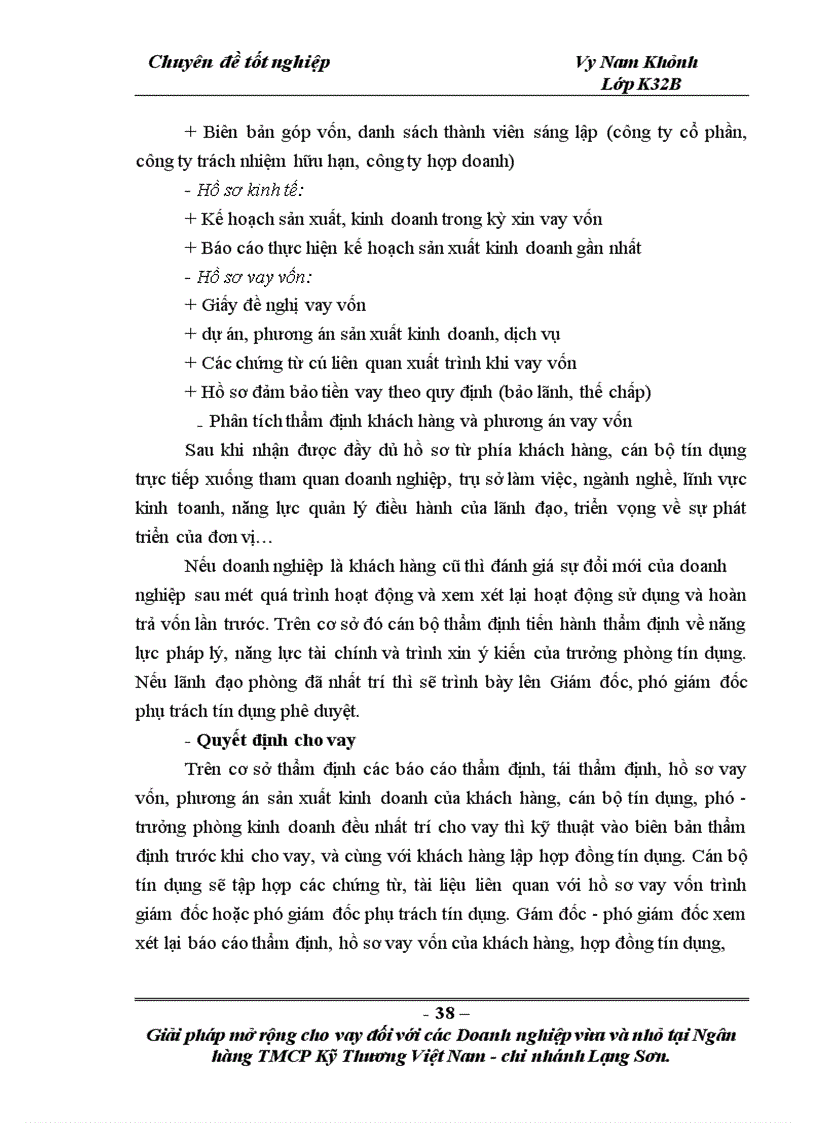 image for page Giải pháp mở rộng cho vay đối với các doanh nghiệp vừa và nhỏ tại Ngân hàng TMCP Kỹ thương Việt Nam Chi nhánh Lạng Sơn 1