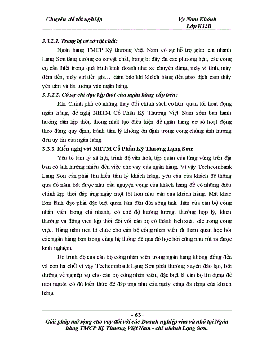 image for page Giải pháp mở rộng cho vay đối với các doanh nghiệp vừa và nhỏ tại Ngân hàng TMCP Kỹ thương Việt Nam Chi nhánh Lạng Sơn 1