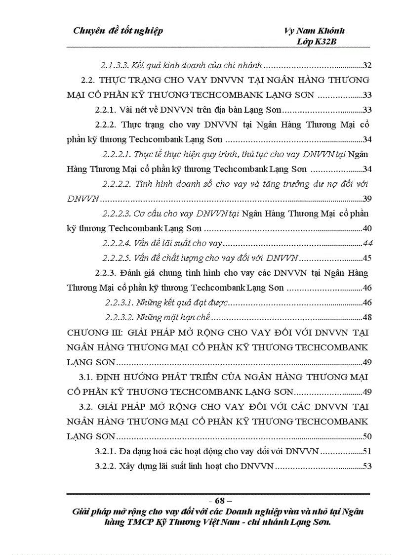 image for page Giải pháp mở rộng cho vay đối với các doanh nghiệp vừa và nhỏ tại Ngân hàng TMCP Kỹ thương Việt Nam Chi nhánh Lạng Sơn 1