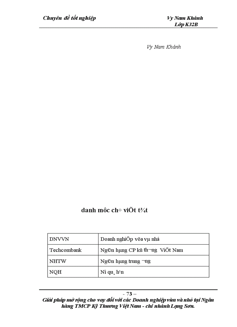 image for page Giải pháp mở rộng cho vay đối với các doanh nghiệp vừa và nhỏ tại Ngân hàng TMCP Kỹ thương Việt Nam Chi nhánh Lạng Sơn 1